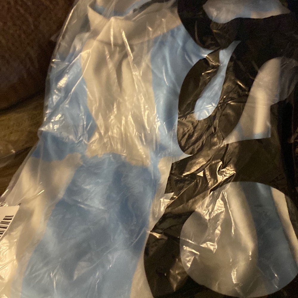 Over sized womens t shirt blue (sky) and white med/brown and black 2XL/